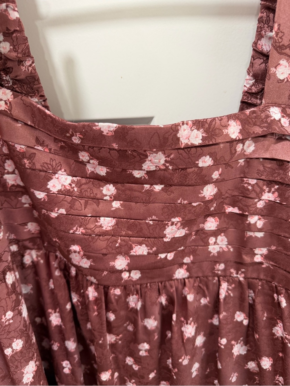 Crystal Doll Dusty Rose Floral Square-Neck Long Sleeve Dress - Picture 2 of 4